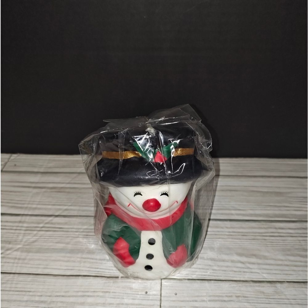 Concord Vintage Wax Christmas Happy Cheerful Snowman Candle Holiday Decor New